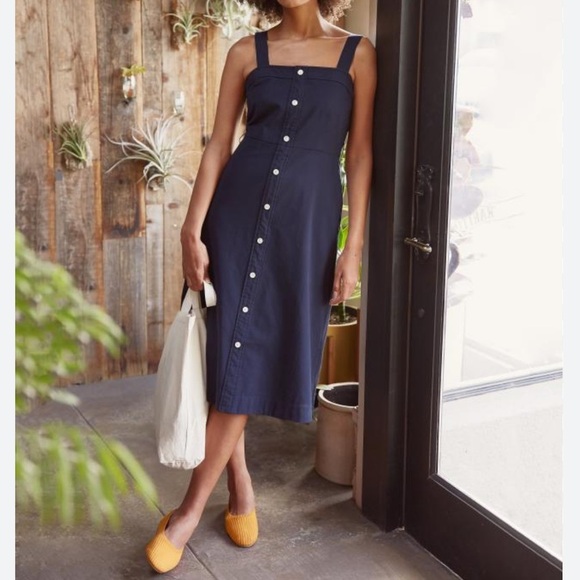 Everlane Dresses & Skirts - Everlane Cotton Weave Button-Down Ribbed Tank Midi Dress